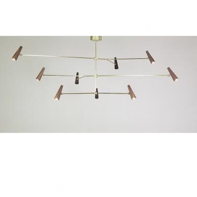 Gordon Auchincloss Atlas 3 Custom Chandelier With Walnut Wood Shades