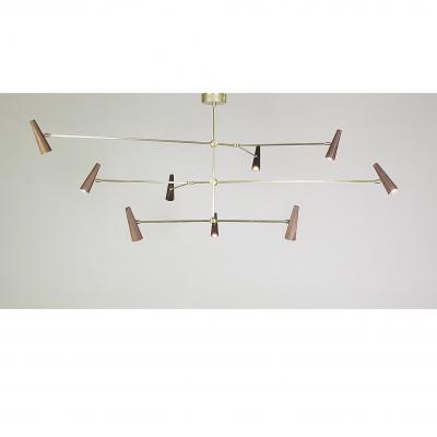 Gordon Auchincloss Atlas 3 Custom Chandelier With Walnut Wood Shades
