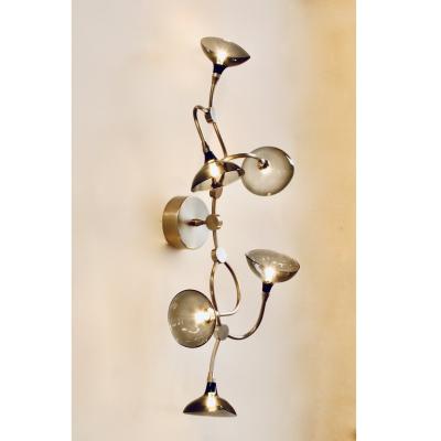 Gordon Auchincloss Chloe Curved Metal Sconce With Handblown Glass Shades
