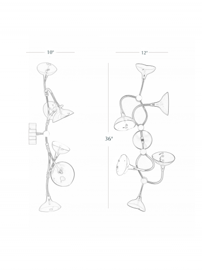 Gordon Auchincloss Chloe Curved Metal Sconce With Handblown Glass Shades
