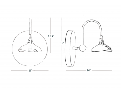 Gordon Auchincloss Frederick Metal Sconce With Handblown Glass Lamp