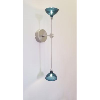 Gordon Auchincloss Hazel Vertical Metal Sconce With Handblown Glass Shades