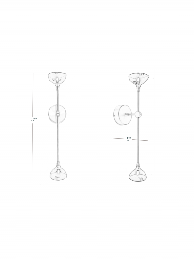 Gordon Auchincloss Hazel Vertical Metal Sconce With Handblown Glass Shades