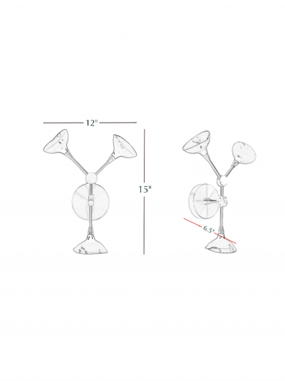 Gordon Auchincloss The Bailey Metal Sconce With Handblown Glass Lamps