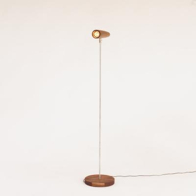 Gordon Auchincloss Wallace Metal Standing Floor Lamp With Walnut Wood Shade