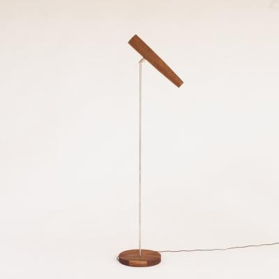 Gordon Auchincloss Wallace Metal Standing Floor Lamp With Walnut Wood Shade