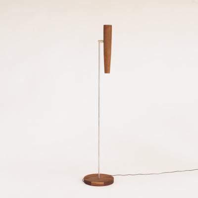 Gordon Auchincloss Wallace Metal Standing Floor Lamp With Walnut Wood Shade