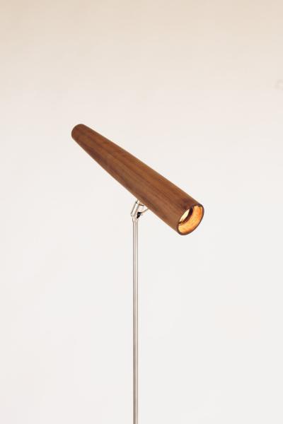 Gordon Auchincloss Wallace Metal Standing Floor Lamp With Walnut Wood Shade