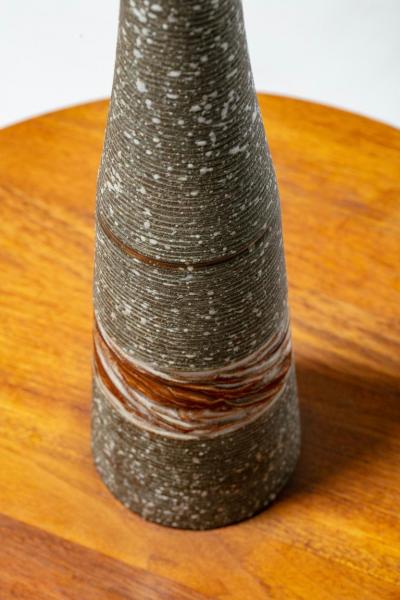 Gordon Jane Martz Gordon Jane Martz Glazed Brown Gray Ceramic Walnut Floor Lamp circa 1955