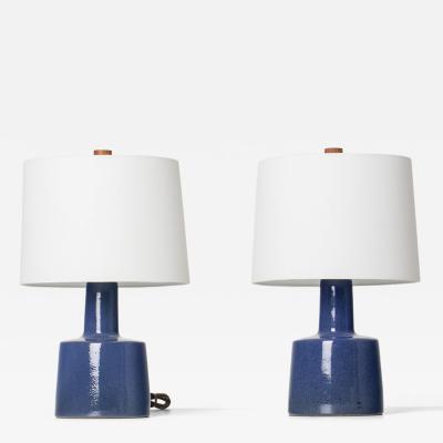 Gordon Jane Martz Gordon Jane Martz Pair of Cobalt Blue Glazed Ceramic Table Lamps
