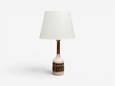 Gordon Jane Martz Gordon Jane Martz Table Lamp Walnut Beige Ceramic USA 1960s