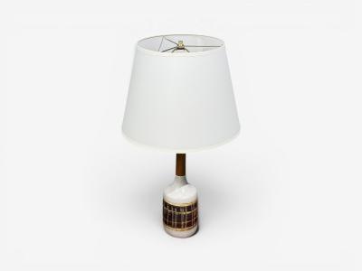Gordon Jane Martz Gordon Jane Martz Table Lamp Walnut Beige Ceramic USA 1960s