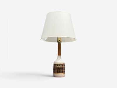 Gordon Jane Martz Gordon Jane Martz Table Lamp Walnut Beige Ceramic USA 1960s
