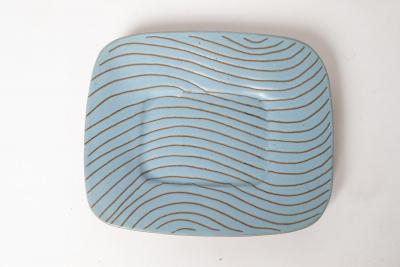 Gordon Jane Martz Jane and Gordon Martz Ceramic Catch All Dish 1960s Blue Glaze