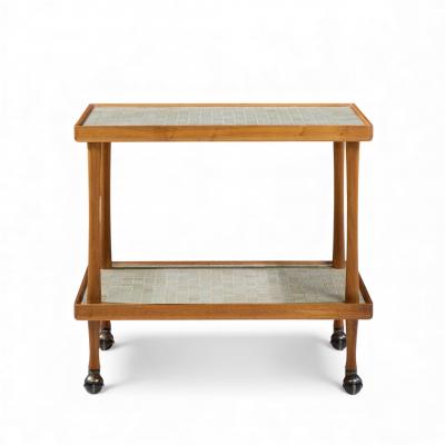 Gordon Jane Martz Jane and Gordon Martz for Marshall Studios Mid Century Walnut and Tile Bar Cart