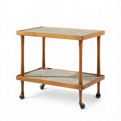 Gordon Jane Martz Jane and Gordon Martz for Marshall Studios Mid Century Walnut and Tile Bar Cart