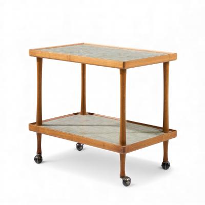 Gordon Jane Martz Jane and Gordon Martz for Marshall Studios Mid Century Walnut and Tile Bar Cart