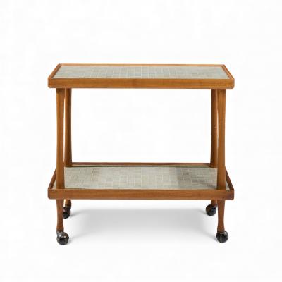 Gordon Jane Martz Jane and Gordon Martz for Marshall Studios Mid Century Walnut and Tile Bar Cart