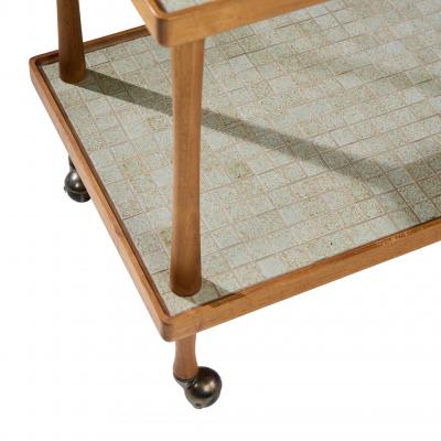 Gordon Jane Martz Jane and Gordon Martz for Marshall Studios Mid Century Walnut and Tile Bar Cart