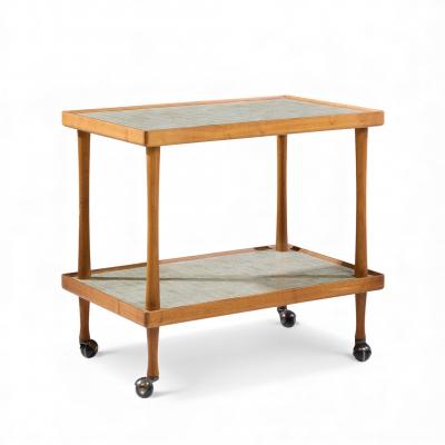 Gordon Jane Martz Jane and Gordon Martz for Marshall Studios Mid Century Walnut and Tile Bar Cart