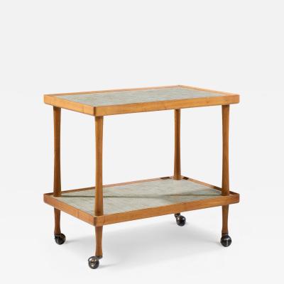 Gordon Jane Martz Jane and Gordon Martz for Marshall Studios Mid Century Walnut and Tile Bar Cart
