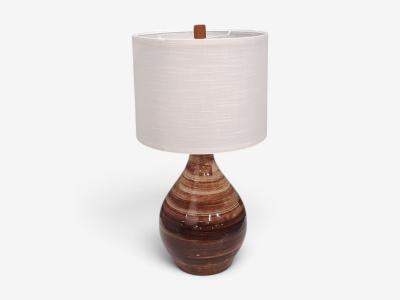 Gordon Jane Martz Large Table Lamp Brown Glazed Ceramic USA 1960s