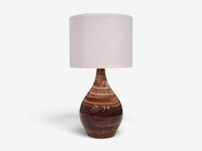 Gordon Jane Martz Large Table Lamp Brown Glazed Ceramic USA 1960s