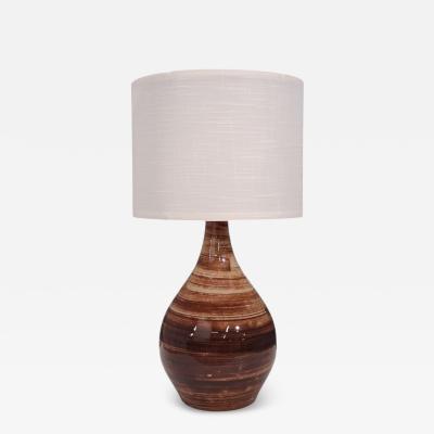 Gordon Jane Martz Large Table Lamp Brown Glazed Ceramic USA 1960s