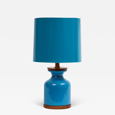 Gordon Jane Martz Martz Style Table Lamp Blue Ceramic Walnut