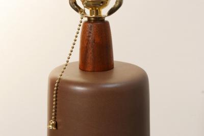 Gordon Jane Martz Vintage Brown Ceramic and Walnut Table Lamp with Finial by Gordon and Jane Martz