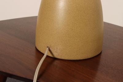 Gordon Jane Martz Vintage Gordon and Jane Martz Ochre Stoneware and Walnut Table Lamp with Finial
