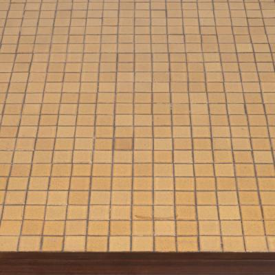 Gordon Martz Mid Century Modern Tile Lacquered Linen Hand Rubbed Walnut Cocktail Table