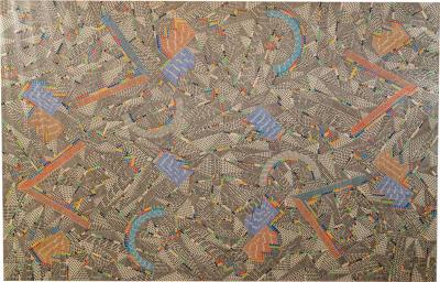 Gordon Thorpe Jericho 1979 Graphite 69 Framed Abstract Painting on Canvas by Gordon Thorpe