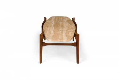 Gordons of Tennessee Mid Century Walnut and Travertine Cocktail Coffee Table