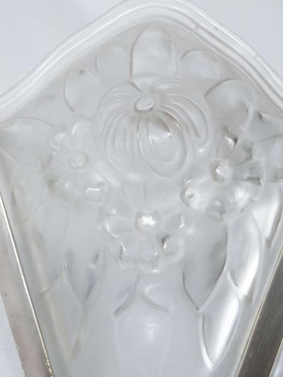 Gorgeous Art Deco Sconce with Relief Frosted Glass In The Manner Of Degue
