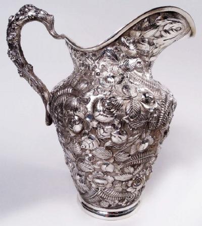Gorgeous Baltimore Repousse Sterling Silver Water Pitcher