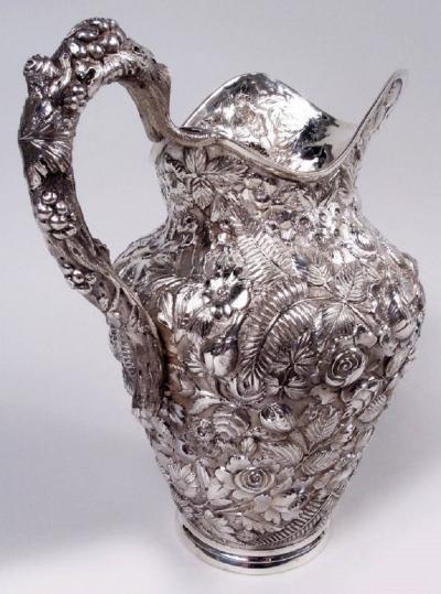 Gorgeous Baltimore Repousse Sterling Silver Water Pitcher