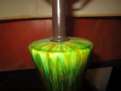 Gorgeous Extra Tall Green Drip Glazed Lamp Mid century Danish