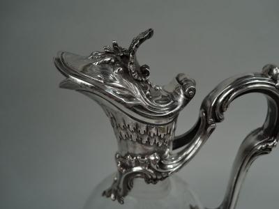 Gorgeous French Belle Epoque Rococo Silver Crystal Decanter