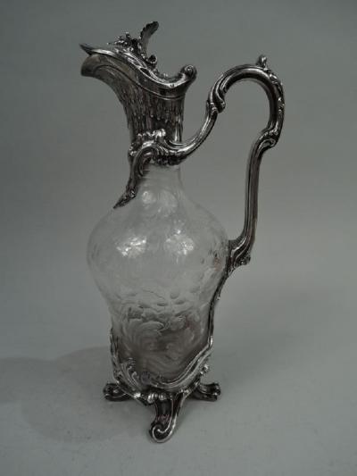 Gorgeous French Belle Epoque Rococo Silver Crystal Decanter