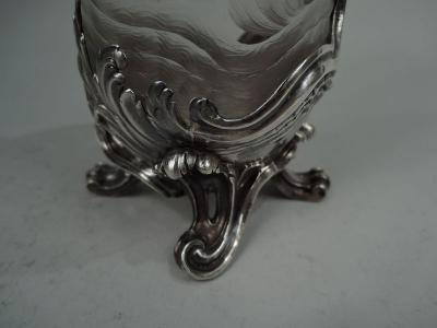 Gorgeous French Belle Epoque Rococo Silver Crystal Decanter