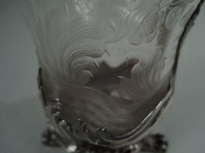 Gorgeous French Belle Epoque Rococo Silver Crystal Decanter