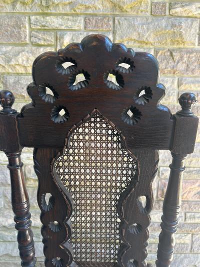 Gorgeous Jacobean Revival Caned Victorian Carved Oak Dining Desk Chair