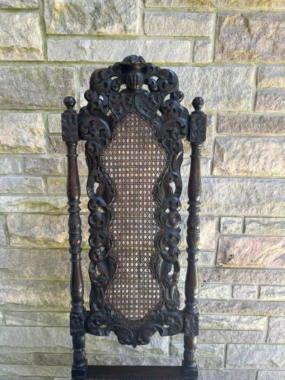 Gorgeous Jacobean Revival Caned Victorian Carved Oak Dining Desk Chair