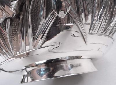 Gorgeous Japanese Meiji Art Nouveau Silver Iris Centerpiece Bowl