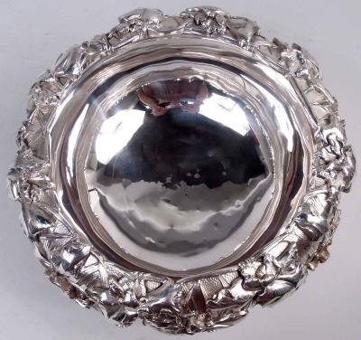 Gorgeous Japanese Meiji Art Nouveau Silver Iris Centerpiece Bowl