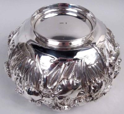 Gorgeous Japanese Meiji Art Nouveau Silver Iris Centerpiece Bowl