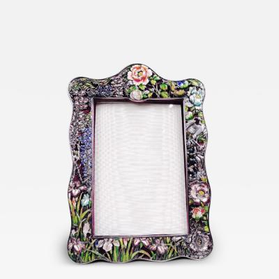 Gorgeous Japanese Meiji Silver Enamel Picture Frame