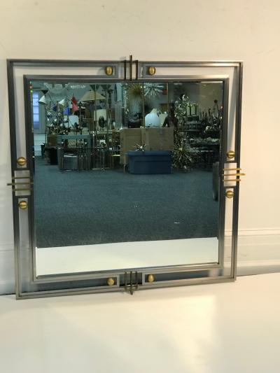 Gorgeous Modern Mirror with Brass Accents and Unusual Design