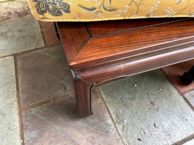 Gorgeous Pair Chinoiserie Rosewood Ottoman Stool Mid Century